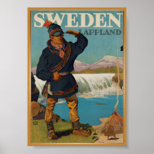 Poster vintage de voyage de la Suède