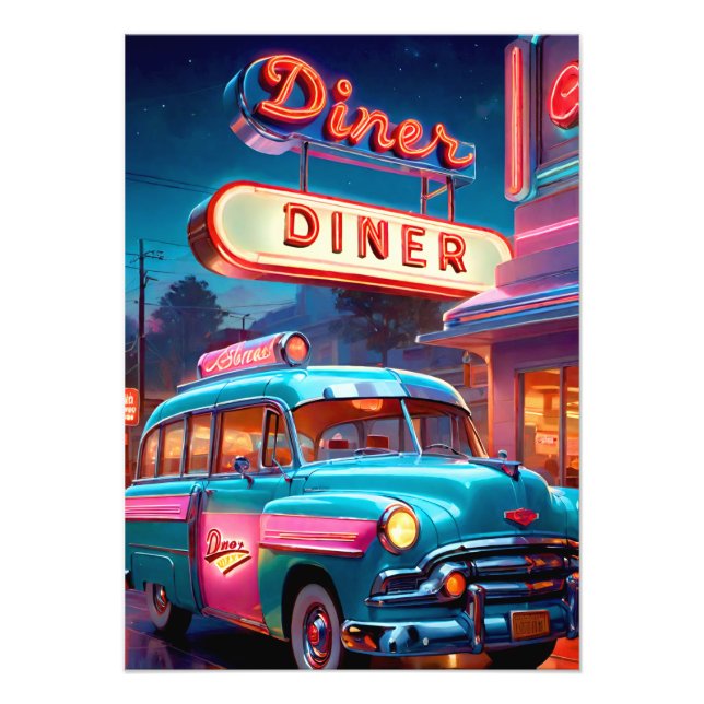 Poster Vintage Diner Lights (Devant)