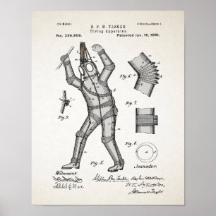 Poster vintage Diving Suit Patent 1881