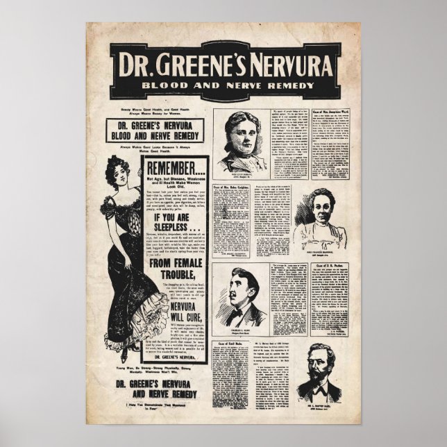Poster vintage Dr Greene Nervura (Devant)