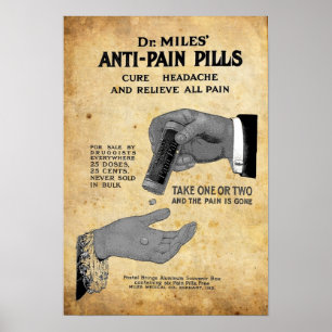 Poster Vintage Dr Miles Anti Pain Pill Medicine Ad