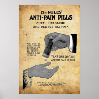 Poster Vintage Dr Miles Anti Pain Pill Medicine Ad