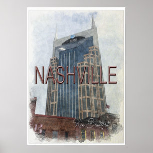 Poster vintage du centre-ville de Nashville