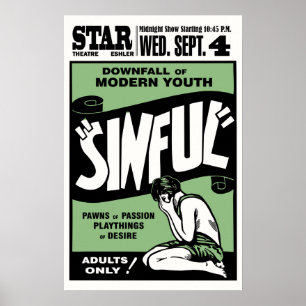 Poster vintage du film "Sinful"