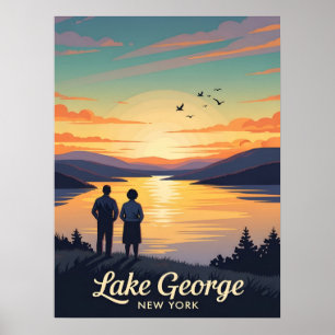Poster vintage du lac George New York