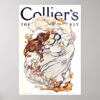 Poster vintage du magazine Collier's 1908, automne