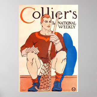 Poster vintage du magazine Collier's 1909, LaCross
