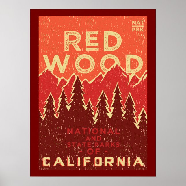 Poster vintage du parc national de Redwood (Devant)