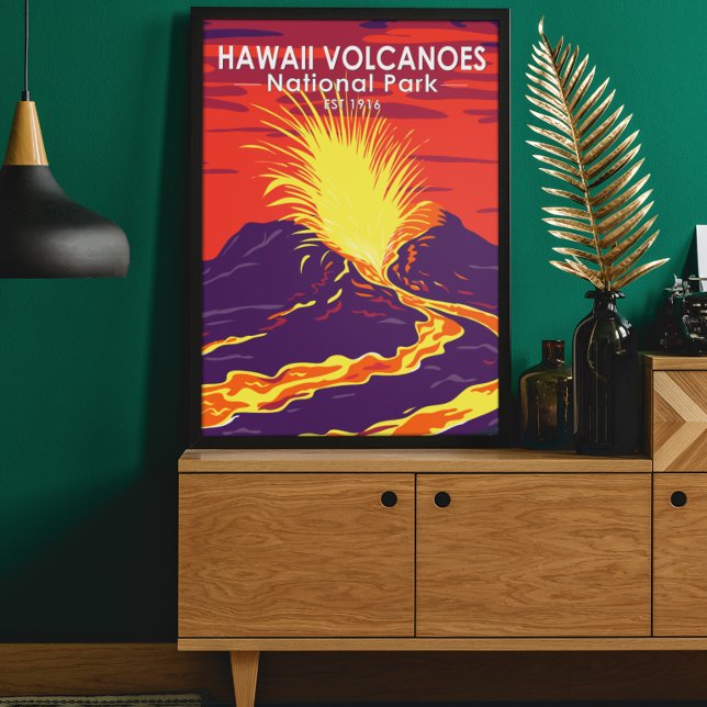 Poster vintage du parc national des volcans d'Hawa (Créateur téléchargé)