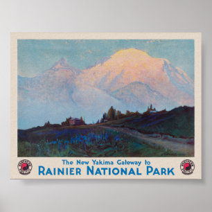 Poster vintage du parc national Rainier dans les a