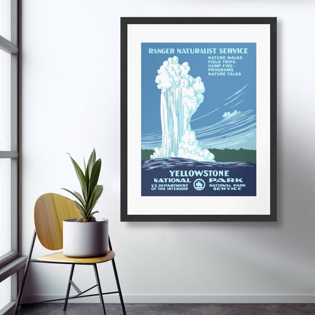Poster vintage du parc national Yellowstone (Yellowstone)