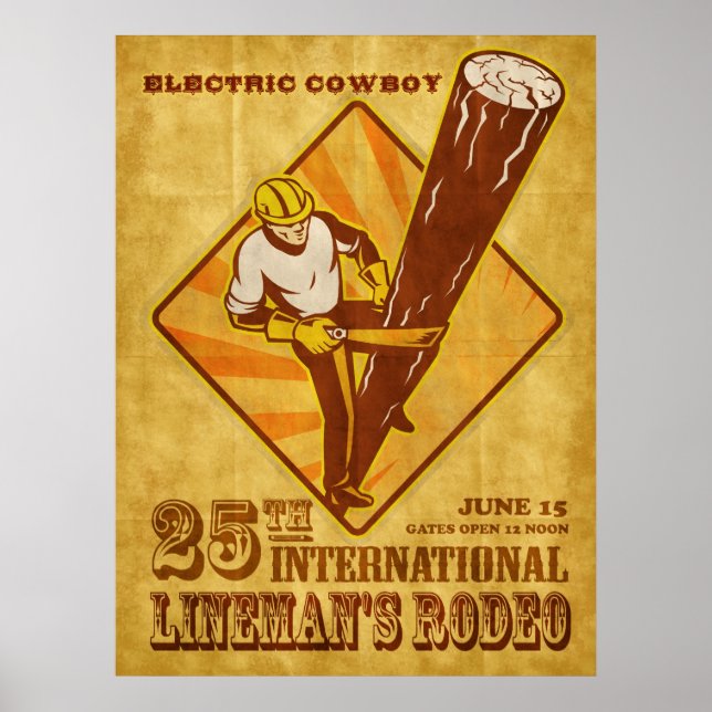 poster vintage électricien de ligne de puissance (Devant)