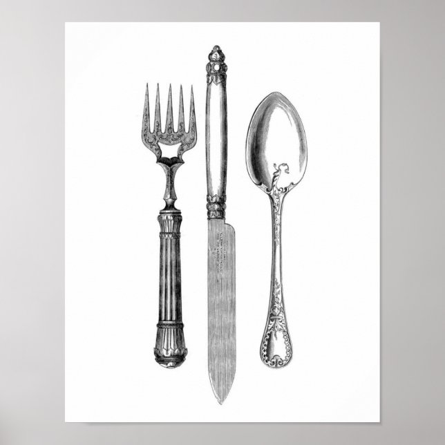 Poster VIntage Elegant Silverware (Devant)