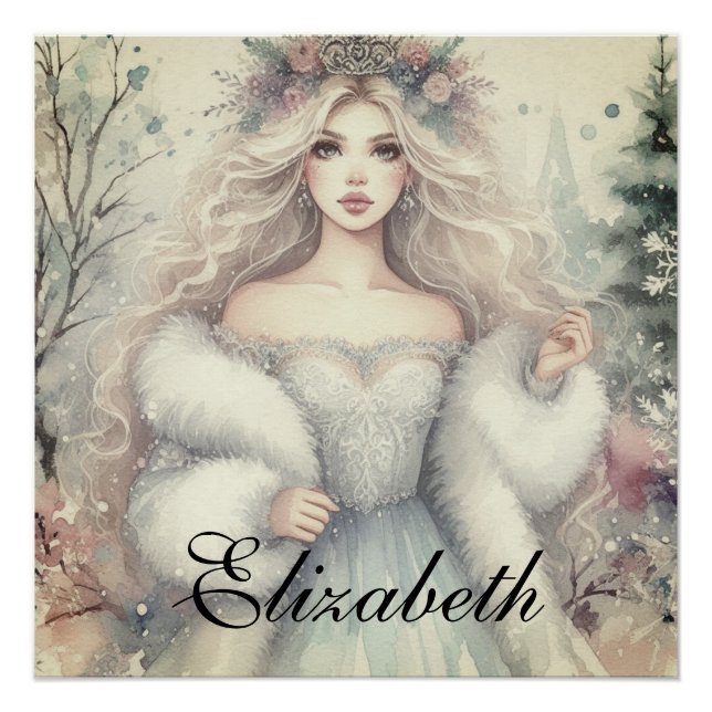 Poster Vintage Elegant Winter Princess Fairytale (Devant)