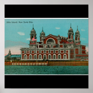 Poster Vintage Ellis Island, New York City