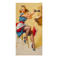 Vintage Elvgren Téléphone Pin-up Girl Retro