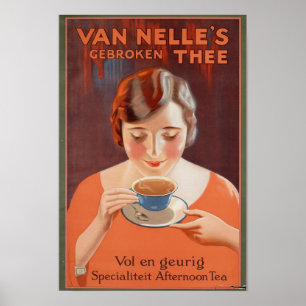 Poster vintage, Femme Boire Du Thé