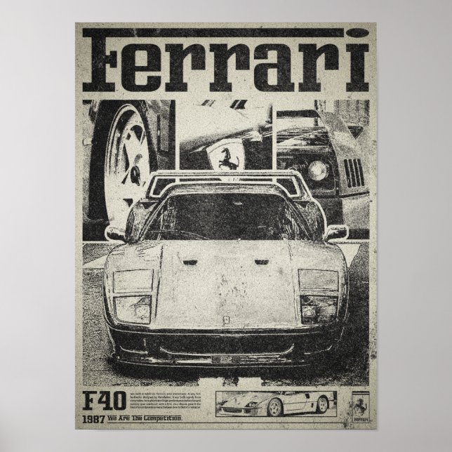 Poster vintage Ferrari F40 (Devant)