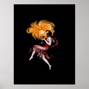 Poster vintage fille Art déco