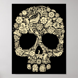 Poster vintage Floral Sugar Skull