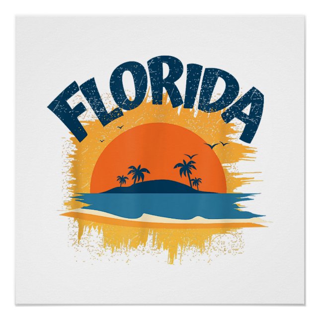 Poster Vintage Florida Retro Tee Design Sunshine (Devant)