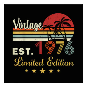 Poster Vintage Fonde en 1976 Rétro Coucher de Soleil Palm