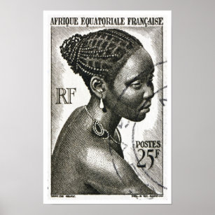 Poster vintage Français Africain Femme Voyage