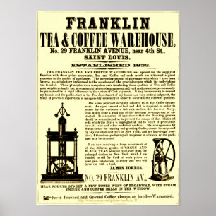 Poster "Vintage Franklin Tea & Coffee Broadside 1853"