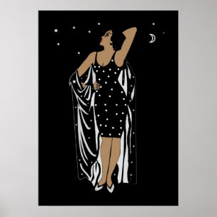 Poster Vintage Glamor Girl Black White No Frame