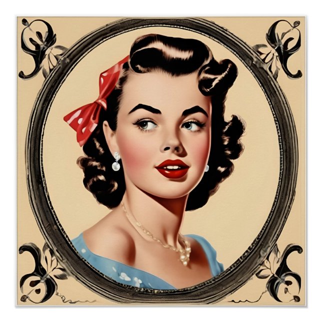 Poster vintage Glamor Retro Chic Girl (Devant)