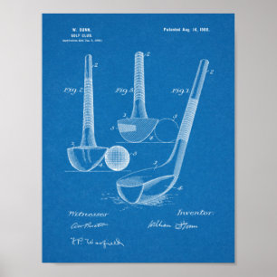 Poster Vintage Golf Club 1900 Design Brevet d'Art Imprime