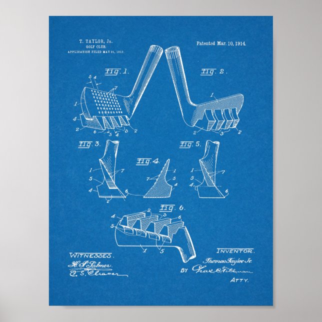 Poster Vintage Golf Club 1914 Design Bref Art Imprimer (Devant)