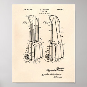 Poster Vintage Golf Panier 1943 Art Brevet - Vieux Poivre