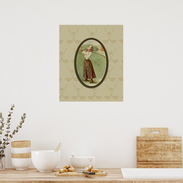 Poster Vintage Golfing Lady Art (trois) (Cuisine)