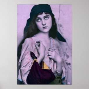 Poster Vintage Gypsy Girl Violet Print