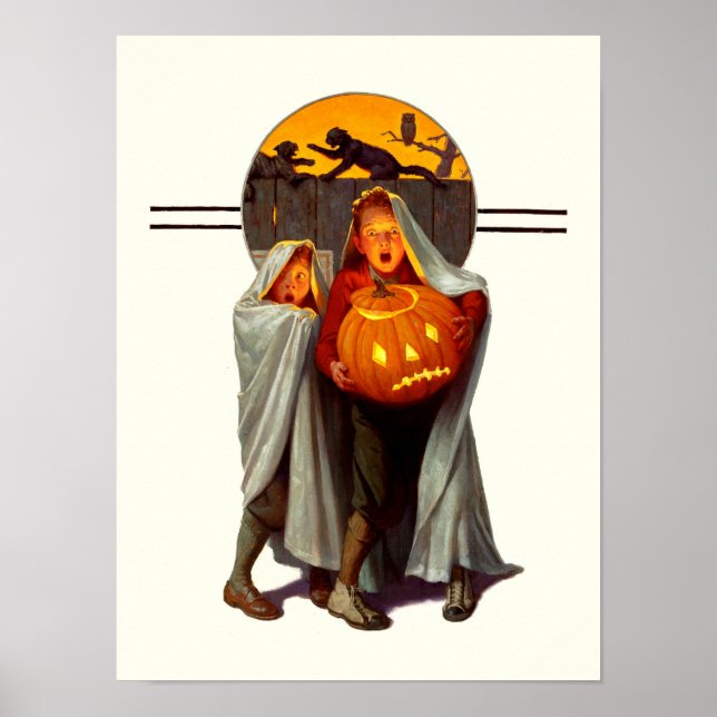 Poster vintage Halloween Peur Enfants (Devant)