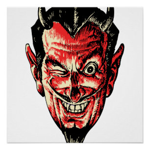 Poster Vintage Halloween Red Devil Head