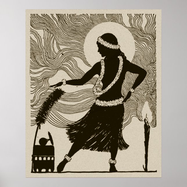 Poster vintage Hawaii Hula Girl (Devant)