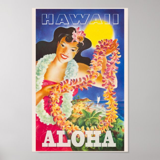 Poster vintage Hawaii Travel (Devant)
