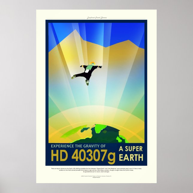 Poster Vintage HD 40307g Super Earth Space Travel (Devant)