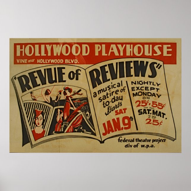 Poster vintage Hollywood Playhouse Music (Devant)