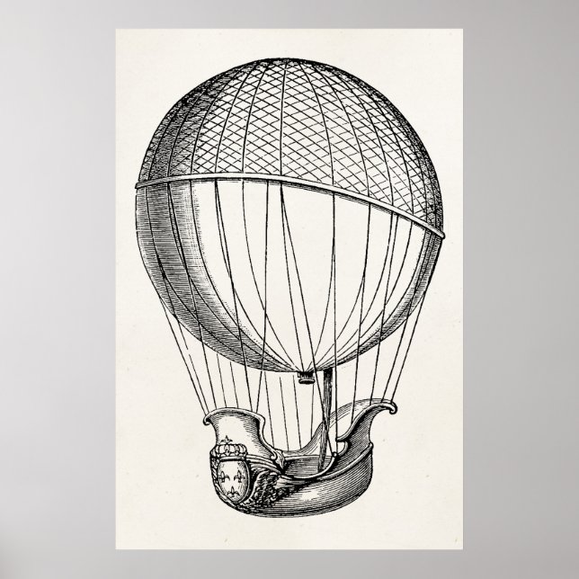 Poster Vintage Hot Air Balloon (Devant)