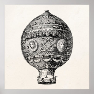 Poster Vintage Hot Air Balloon Retro Airship Old Balloons