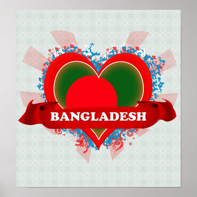 Poster Vintage I Love Bangladesh (Devant)