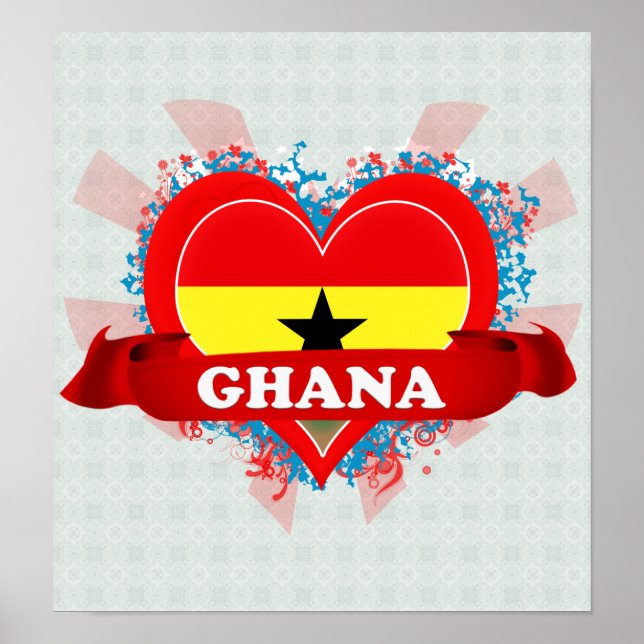 Poster Vintage I Love Ghana (Devant)