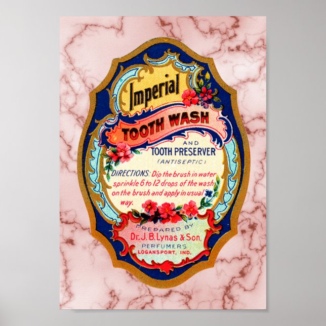 Poster vintage Imperial Tooth Wash Étiquette (Devant)