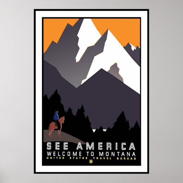 Poster vintage Imprimer Voir Amérique Montana (Devant)