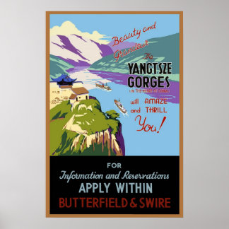 Poster vintage Imprimer Yangtsze Gorges River
