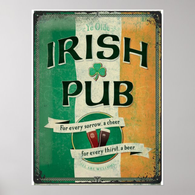 Poster vintage Irish Pub Memorabilia (Devant)