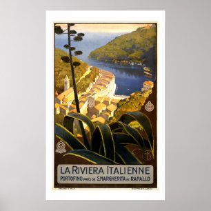 Poster vintage italien Riviera Portofino Travel